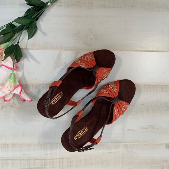 Seychelles Rock the Boat Orange Sandals 8.5 Wedge